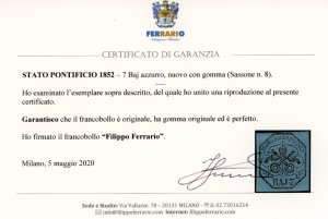 1852 - 7 baj azzurro (8), nuovo, ... 