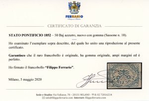 1852 - 50 baj azzurro (10), parte ... 