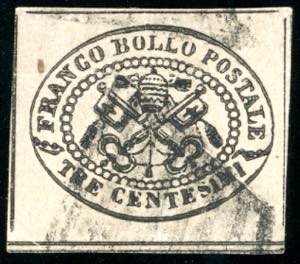 1867 - 3 cent. grigio rosa (14), usato, ... 