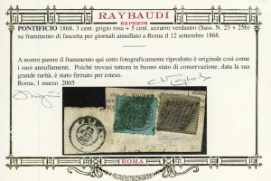 1868 - 3 cent. grigio rosa, 5 ... 