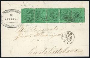 1870 - 2 cent. verde chiaro, striscia ... 
