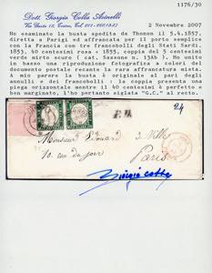 1857 - 40 cent. rosa, II ... 