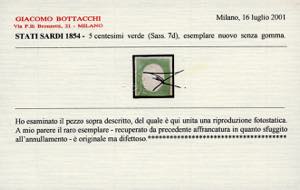 1854 - 5 cent. verde (7d), tre ... 