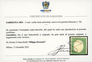 1854 - 5 cent. verde (7d), tre ... 