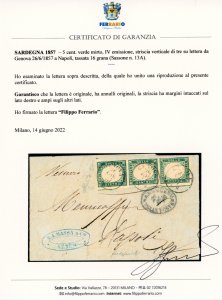 1857 - 5 cent. verde mirto (13A), ... 