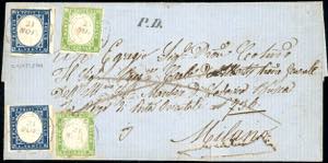 1858 - 5 cent. verde giallo, 20 cent. ... 