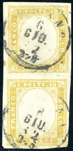 1862 - 10 cent. giallo olivastro (14Dc), ... 