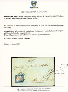 1860 - 20 cent. azzurro scurissimo ... 