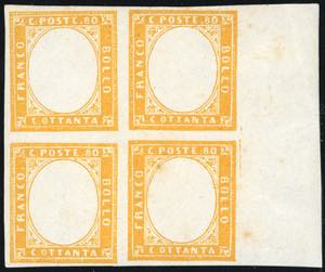 1861 - 80 cent. giallo arancio, senza ... 