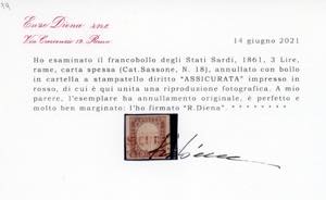 1861 - 3 lire rame, un esemplare e ... 