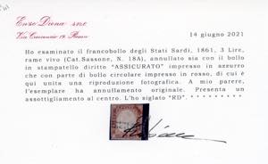 1861 - 3 lire rame, un esemplare e ... 