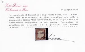 1861 - 3 lire rame, un esemplare e ... 