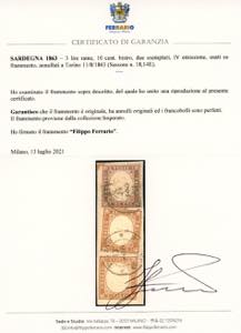 1863 - 3 lire rame, 10 cent. ... 