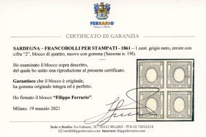 1861 - 1 cent. errore di cifra 2 ... 