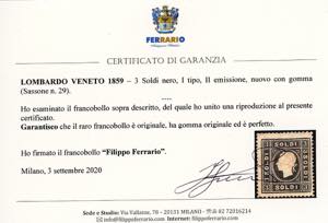 1859 - 3 soldi nero, II tipo (29), ... 