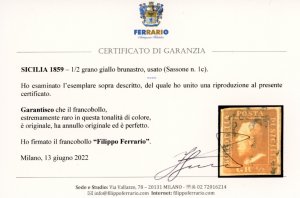 1859 - 1/2 grano giallo brunastro ... 