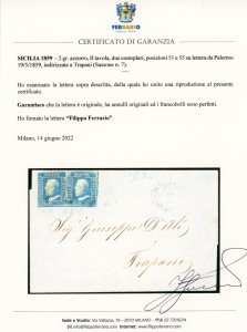 1859 - 2 grana azzurro, II tavola ... 