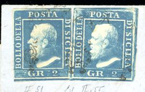 1859 - 2 grana azzurro, II tavola ... 