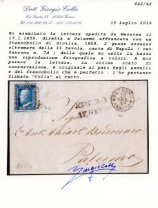 1859 - 2 grana azzurro oltremare, ... 