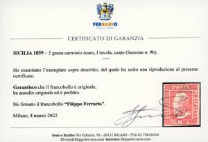 1859 - 5 grana carminio scuro, I ... 