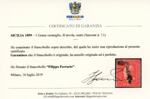 1859 - 5 grana vermiglio, II ... 