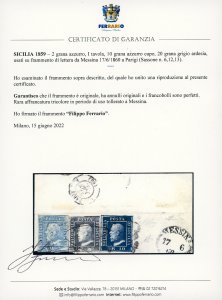 1859 - 2 grana azzurro, I tavola, ... 