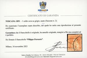 1851 - 1 soldo ocra su grigio (2), ... 