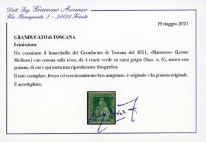 1851 - 4 crazie verde su grigio ... 