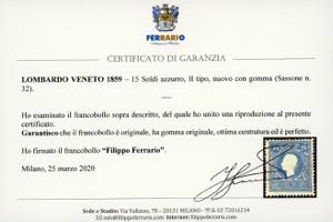 1859 - 15 soldi azzurro, II tipo ... 