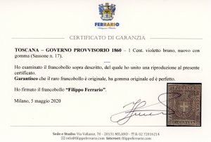 1860 - 1 cent. violetto bruno ... 