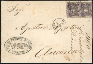 1861 - 1 cent. violetto bruno (17), due ... 