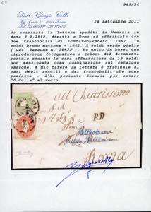 1863 - 3 soldi verde giallo e 10 ... 