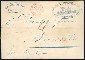 1850 - Lettera non affrancata da Genova ... 