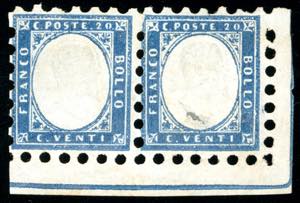 1862 - 20 cent. azzurro chiaro, prova di ... 