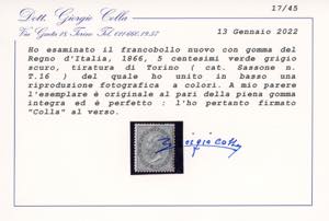 1866 - 5 cent. De La Rue, tiratura ... 