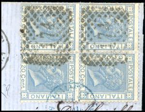 1868 - 20 cent. azzurro lillaceo ... 