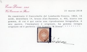 1864 - 15 soldi bruno, dent. 14 ... 