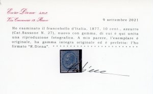1877 - 10 cent. azzurro (27), ... 
