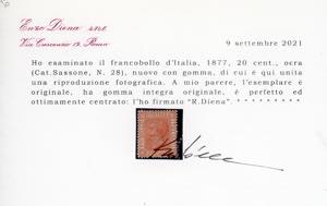 1877 - 20 cent. ocra arancio (28), ... 