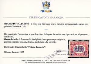 1878 - 2 cent. su 2 lire Servizio ... 