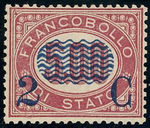 1878 - 2 cent. su 5 lire Servizio ... 