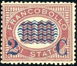 1878 - 2 cent. su 10 lire Servizio ... 