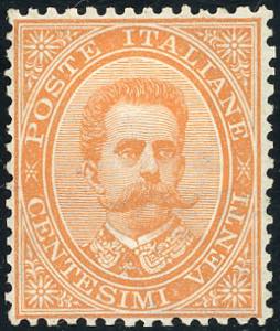 1879 - 20 cent. arancio (39), gomma ... 
