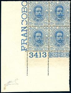 1893 - 25 cent. Umberto I (62), blocco di ... 