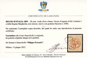 1893 - 20 cent. verde oliva e ... 