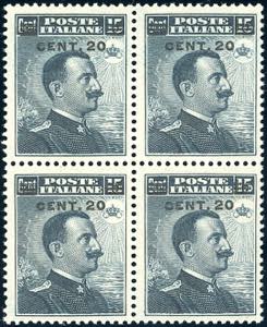 1916 - 20 cent. su 15 cent. Michetti (106), ... 