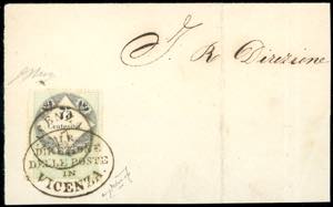 1854 - 75 cent. verde e nero, marca da bollo ... 