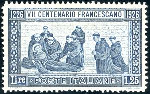 1926 - 1,25 lire S.Francesco, dent. 13 1/2 ... 