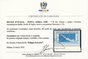 1930 - 7,70 lire Crociera Balbo ... 