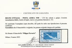 1930 - 7,70 lire Crociera Balbo ... 